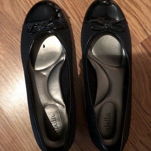 Black flats with a small heel